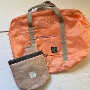 Travel |Bundle Light Pink Large Weatherproof Luggage Bag Mini Bag W Compartments